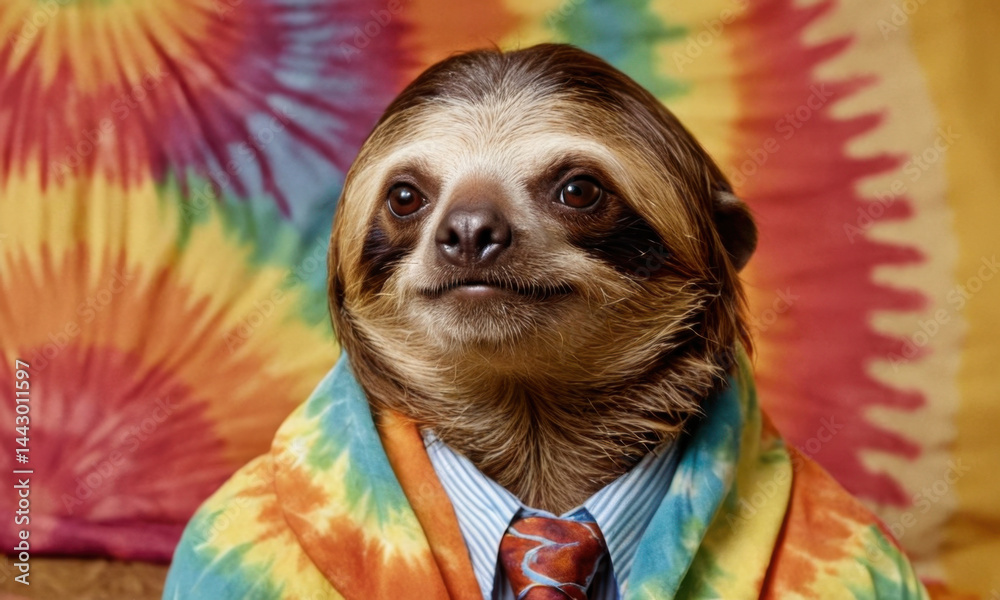 A sloth dressed in formal clothing, perfect for business or formal events