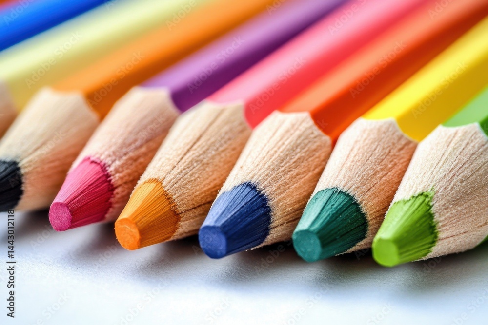 Vivid array of colored pencils aligned in a row capturing creativity art education and vibrant hues close up studio shot perfect for design projects and back to school themes Vivid array of colored pencils aligned in a row capturing creativity art education and vibrant hues close up studio shot perfect for design projects and back to school themes