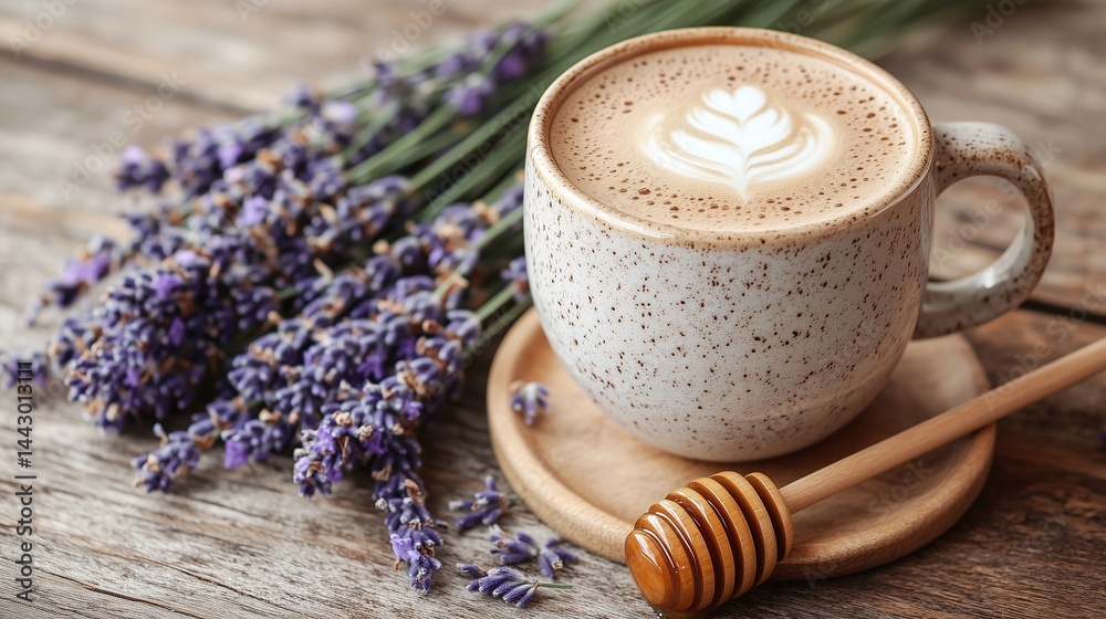 Wellness Lavender Latte with Honey Dip for Spa Menus Wellness Lavender Latte with Honey Dip for Spa Menus