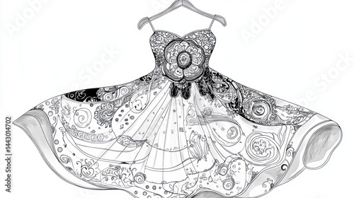 Elegant dress design, intricate patterns