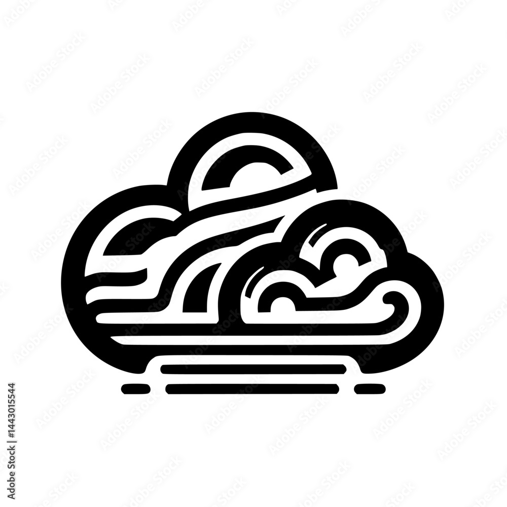 Fototapeta premium Stylized Abstract Black Cloud Icon with Geometric Pattern on White Background