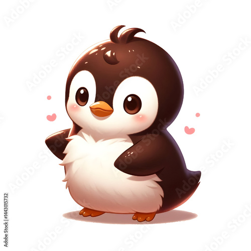 3D cute penguin isolated on white background