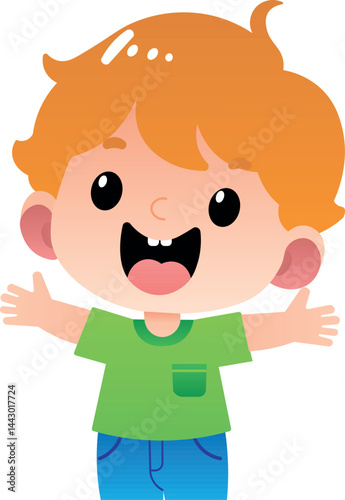 Joyful boy with open arms to the side