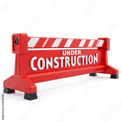 Red and white striped under construction barrier