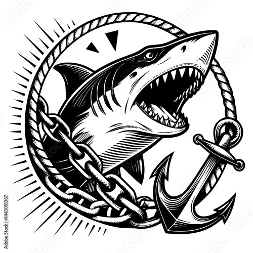 shark on a white