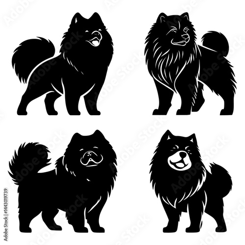 Chow Chow Dog Silhouettes in Modern Vector Style