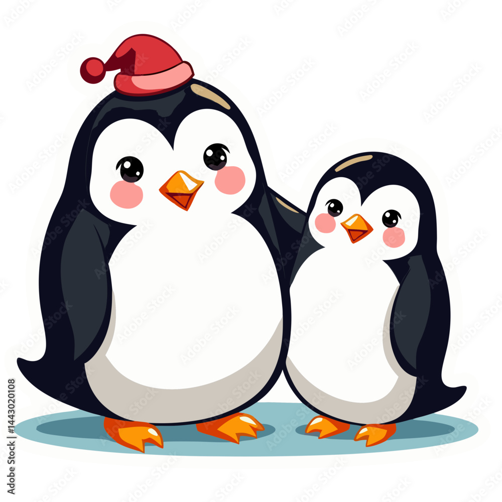 Fototapeta premium two penguins on a white background