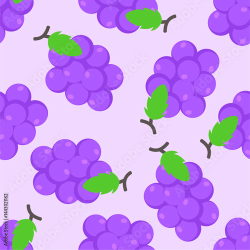 Purple grape seamless pattern Fruit background.