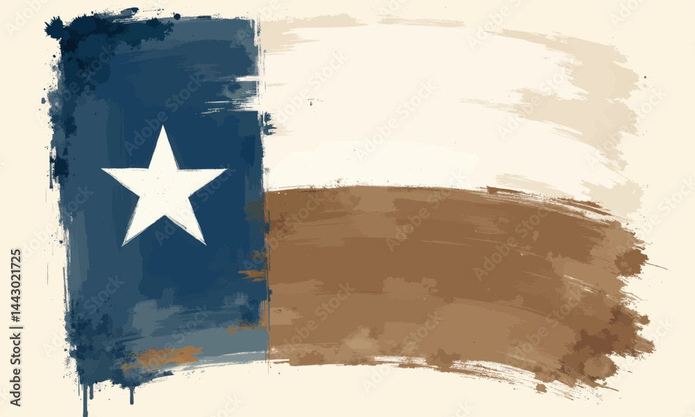 Painted Texas State Flag with Brushstroke Texture
