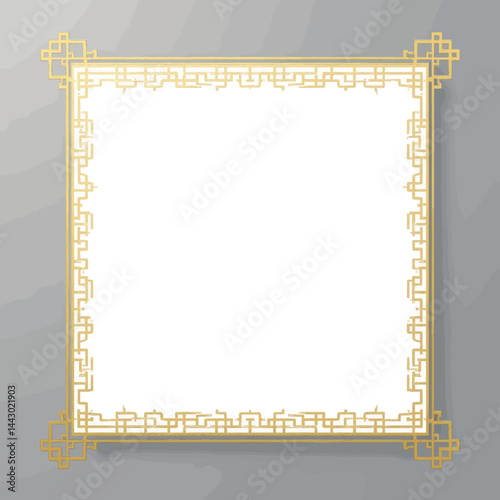 Obraz na płótnie Ornate gold frame with geometric pattern on gray w salonie