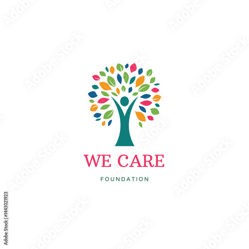 abstract tree logo, abstract vector tree with colorful circles