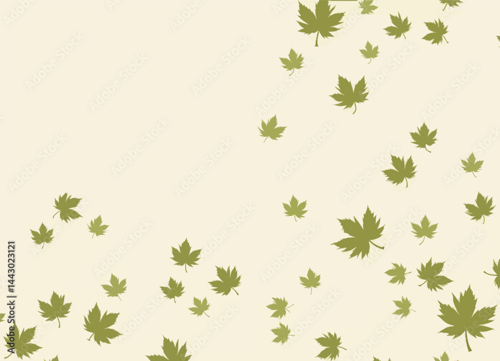 Olive Green Maple Leaves on Cream Background