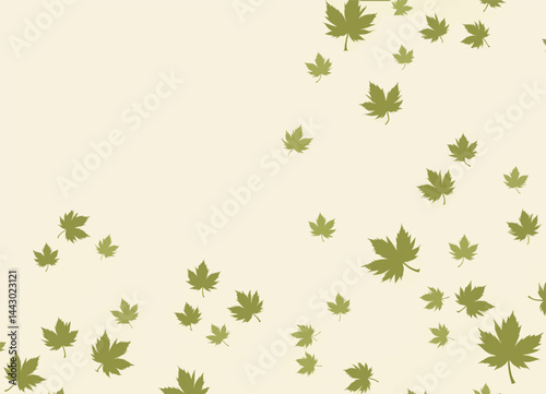 Obraz na płótnie Olive Green Maple Leaves on Cream Background w salonie