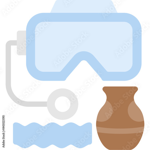 Underwater Archaeology Flat Icon