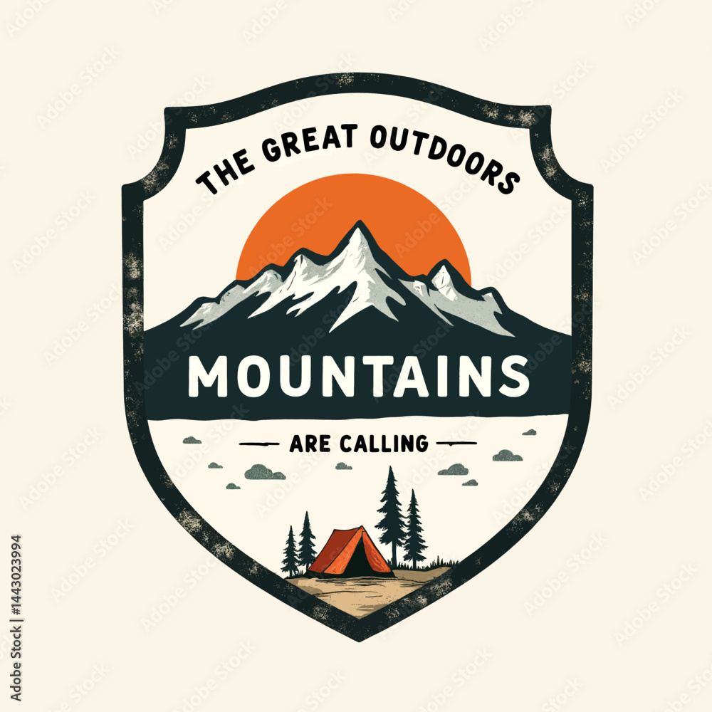 Mountains Are Calling Outdoors Adventure Shield