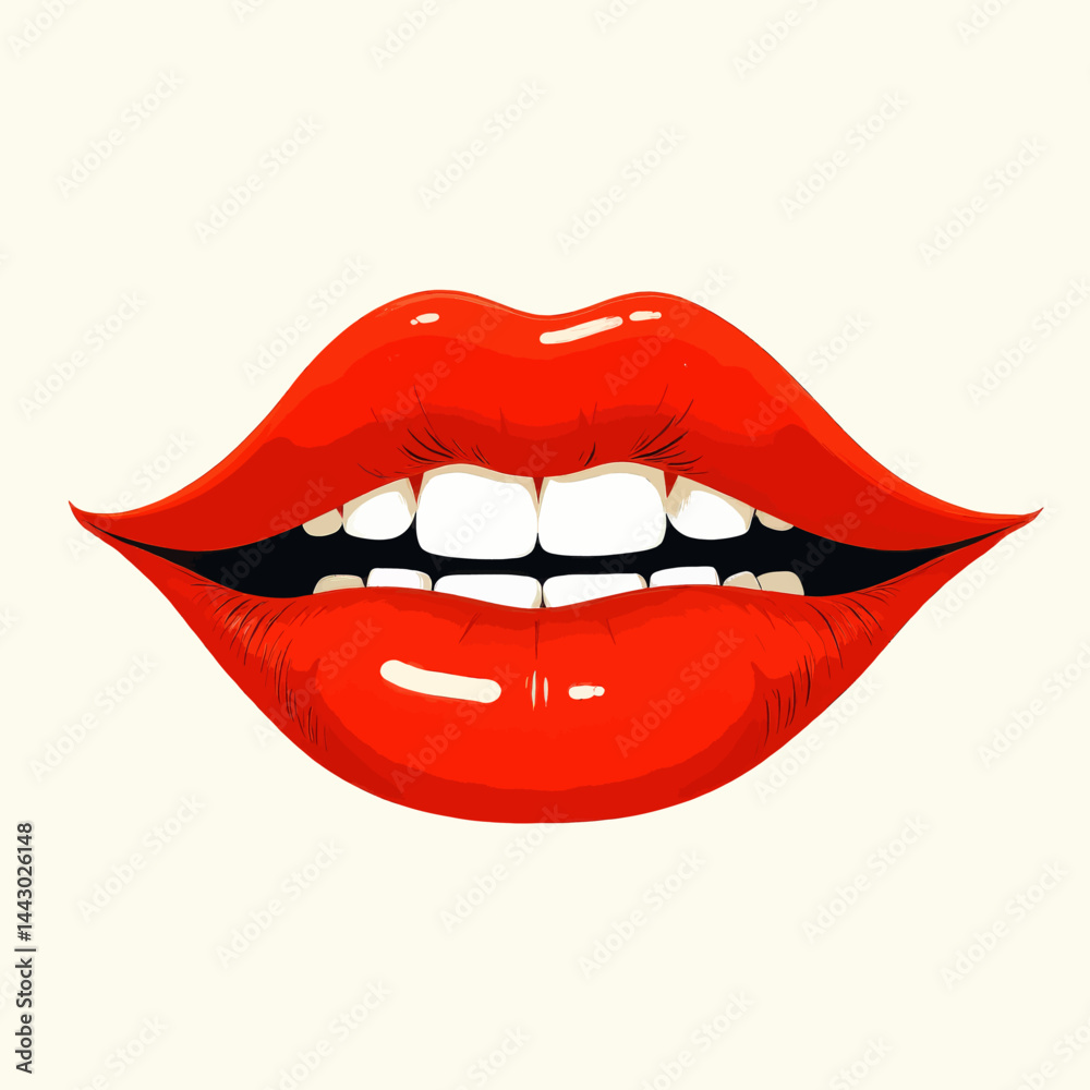 Luscious Red Lips and White Teeth Illustration