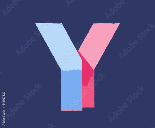 Obraz na płótnie Letter Y in Pink and Light Blue on Dark Blue Background w salonie