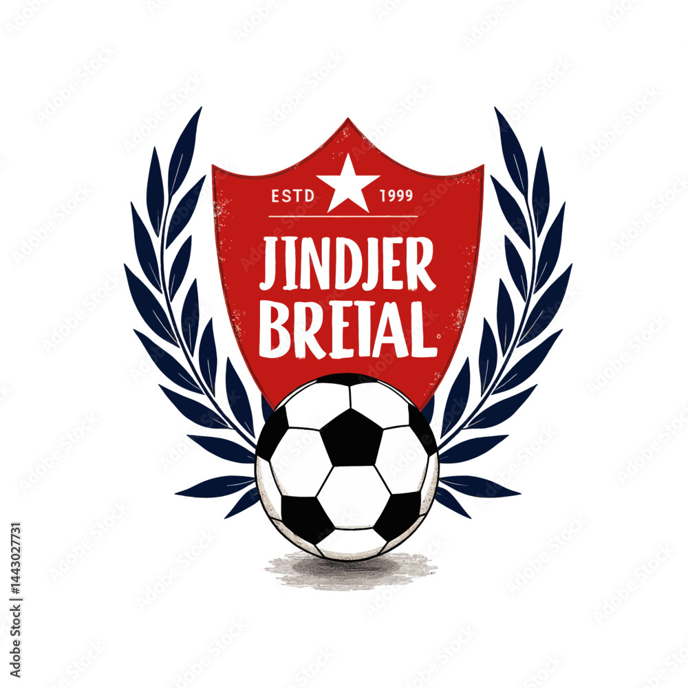 Jindjer Bretal Soccer Team Logo with Ball and Laurel