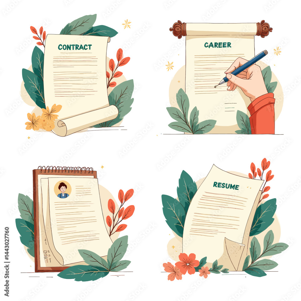 Job Hunting: Contract, Career, Resume, and Application Set