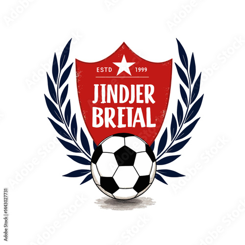 Jindjer Bretal Soccer Team Logo with Ball and Laurel