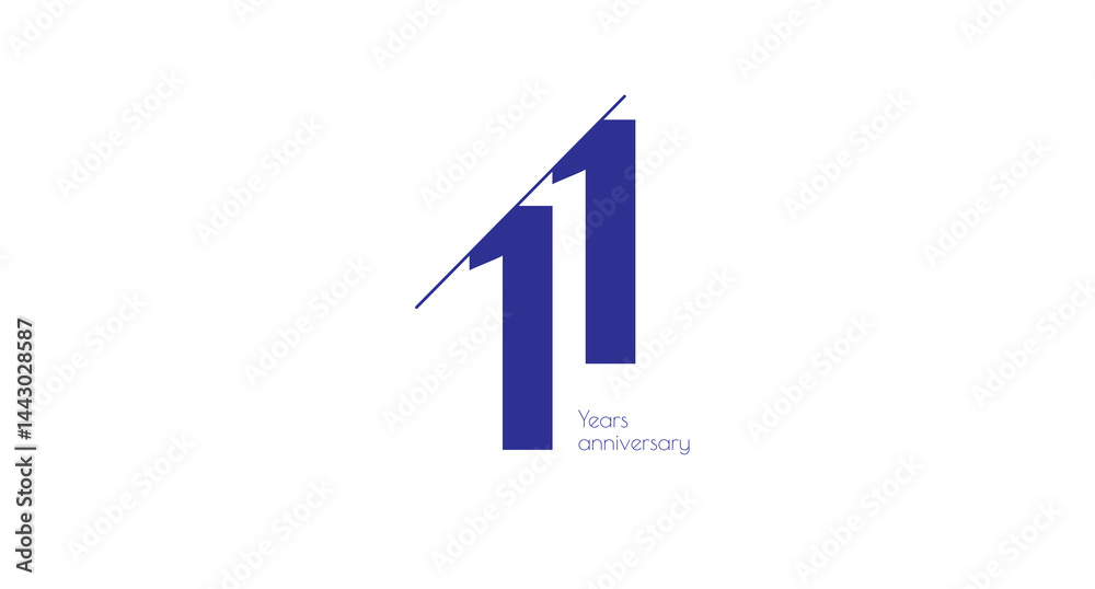 Elegant design symbolizing eleven years of anniversary with sharp lines, blue hues, and a modern minimalist presentation. Elegant design symbolizing eleven years of anniversary with sharp lines, blue hues, and a modern minimalist presentation.