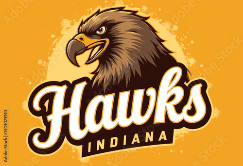 Obraz na płótnie Illustrated Brown Hawks Indiana Mascot Logo w salonie