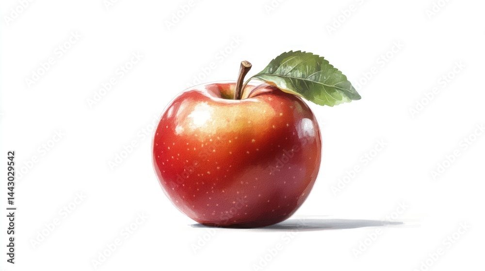 Red apple with leaf Red apple with leaf