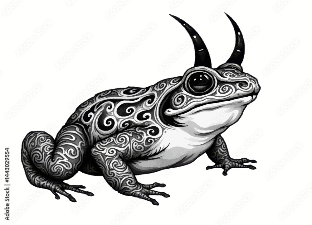 Horned Frog with Intricate Swirl Pattern