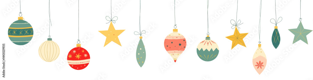 Hanging Christmas Ornaments and Stars Decoration