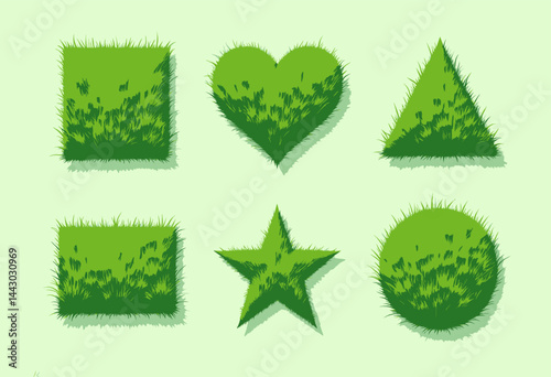 Obraz na płótnie Green Grass Shapes: Square, Heart, Triangle, Star, Circle w salonie