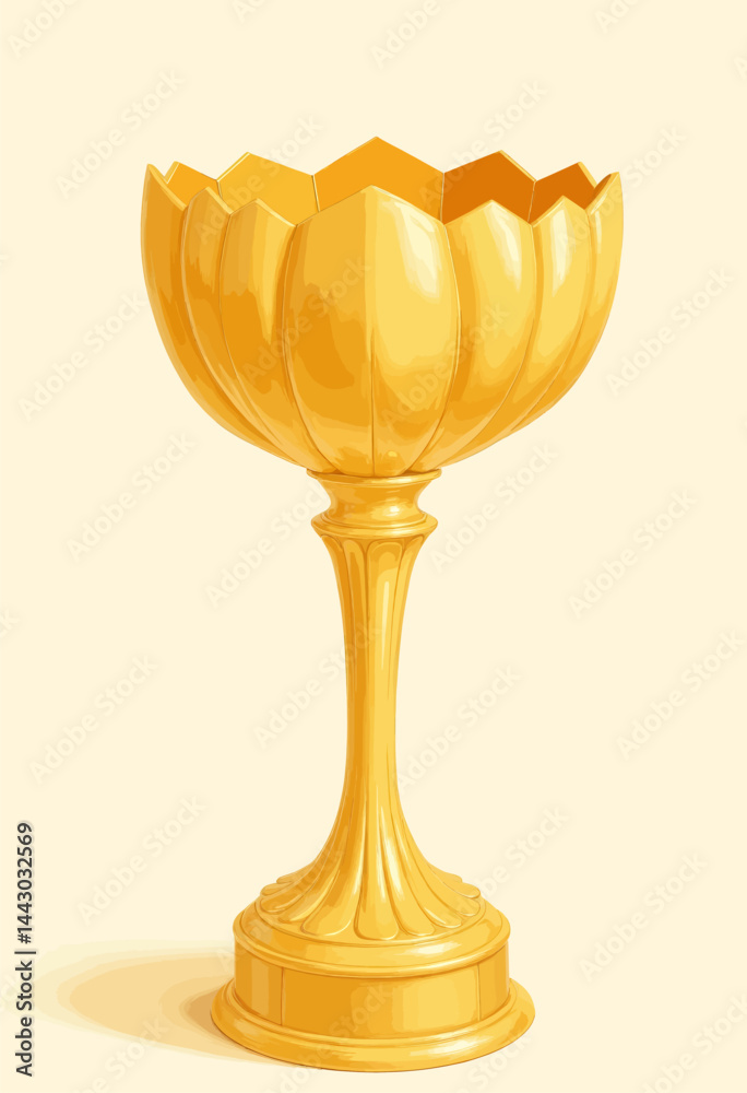 Golden Goblet Trophy with Petal-Shaped Bowl