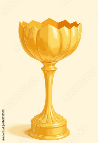 Golden Goblet Trophy with Petal-Shaped Bowl