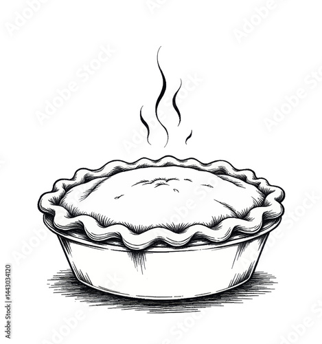 Obraz na płótnie Fresh Baked Pie Ink Drawing Illustration w salonie