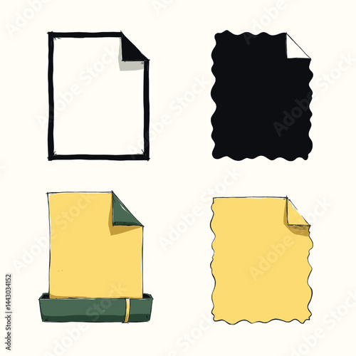 Obraz na płótnie Four Paper Sheet Illustrations with Folded Corners w salonie