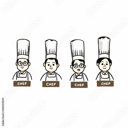 Obraz na płótnie Four Cartoon Chefs with Chef Labels w salonie