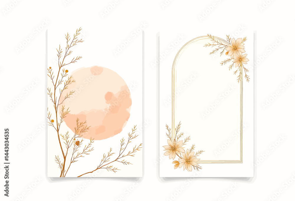 Floral Watercolor Card Design Templates Set
