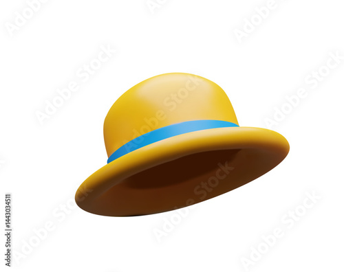3d flying summer hat for beach. Three-dimensional sun protection head wear accessory. Straw clothing for vacation. Panama with ribbon. Lady farmer costume. Woman elegant design for travelling.