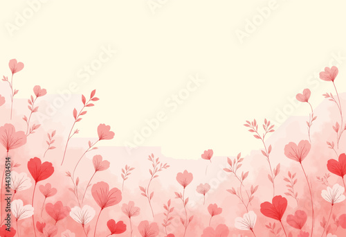 Obraz na płótnie Floral watercolor background with pink and red flowers w salonie
