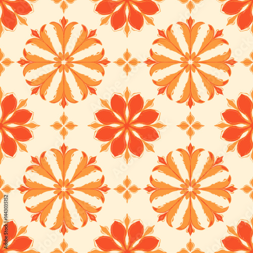 Obraz na płótnie Floral Pattern with Orange and Yellow Accents w salonie