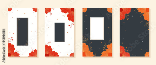 Obraz na płótnie Floral Frame Backgrounds with Space for Text or Image w salonie