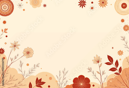 Obraz na płótnie Floral Beige Frame with Red-Orange Accents w salonie