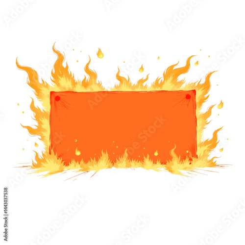 Obraz na płótnie Fiery orange banner with flames and sparks w salonie