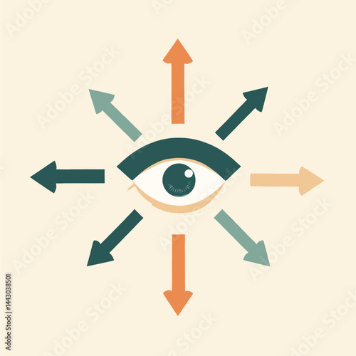 Obraz na płótnie Eye with Arrows Radiating Outward, Choices Concept w salonie
