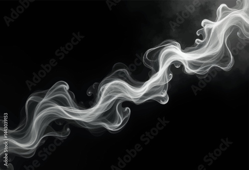 Elegant White Smoke Trail on Black Background