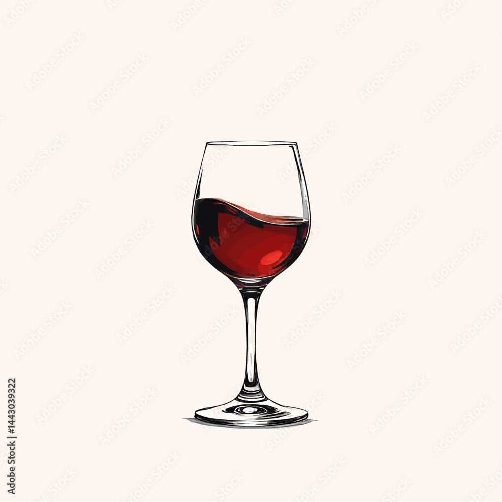 Elegant glass of red wine on a light background