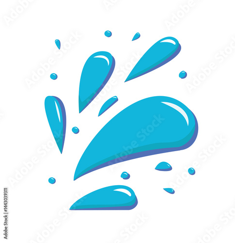 Water splash isolated on white. Water drops with shadows illustration.