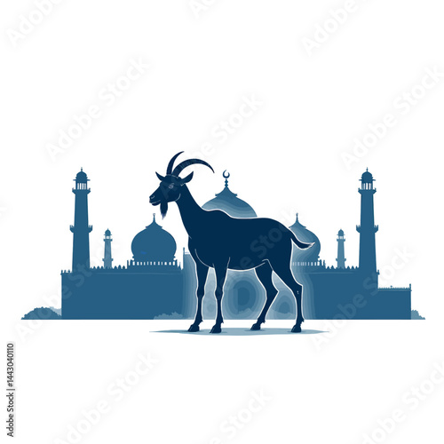 Obraz na płótnie Eid al-Adha Goat Silhouette with Mosque Background w salonie