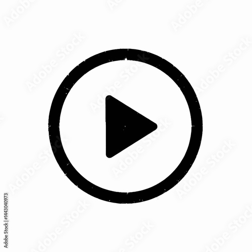 Obraz na płótnie Distressed black play button icon on white w salonie
