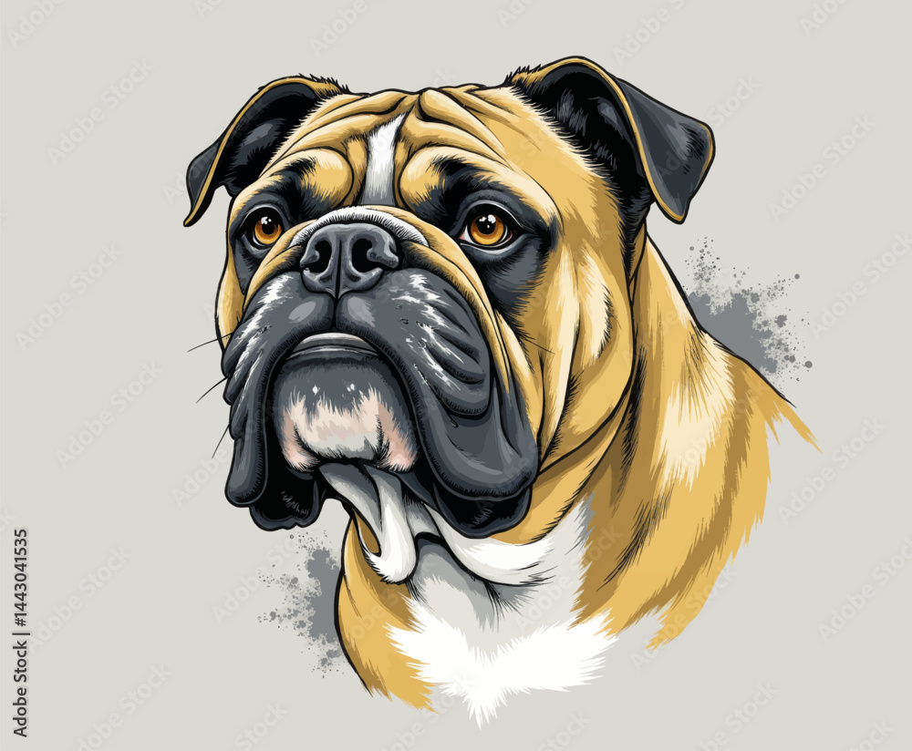 Detailed Boxer Dog Illustration with Brown Eyes