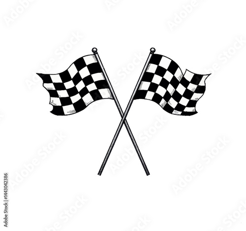 Obraz na płótnie Crossed checkered flags, black and white finish line symbol w salonie